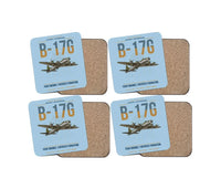 Thumbnail for B-17G Flying Fortress design on light blue 4 pieces set coaster