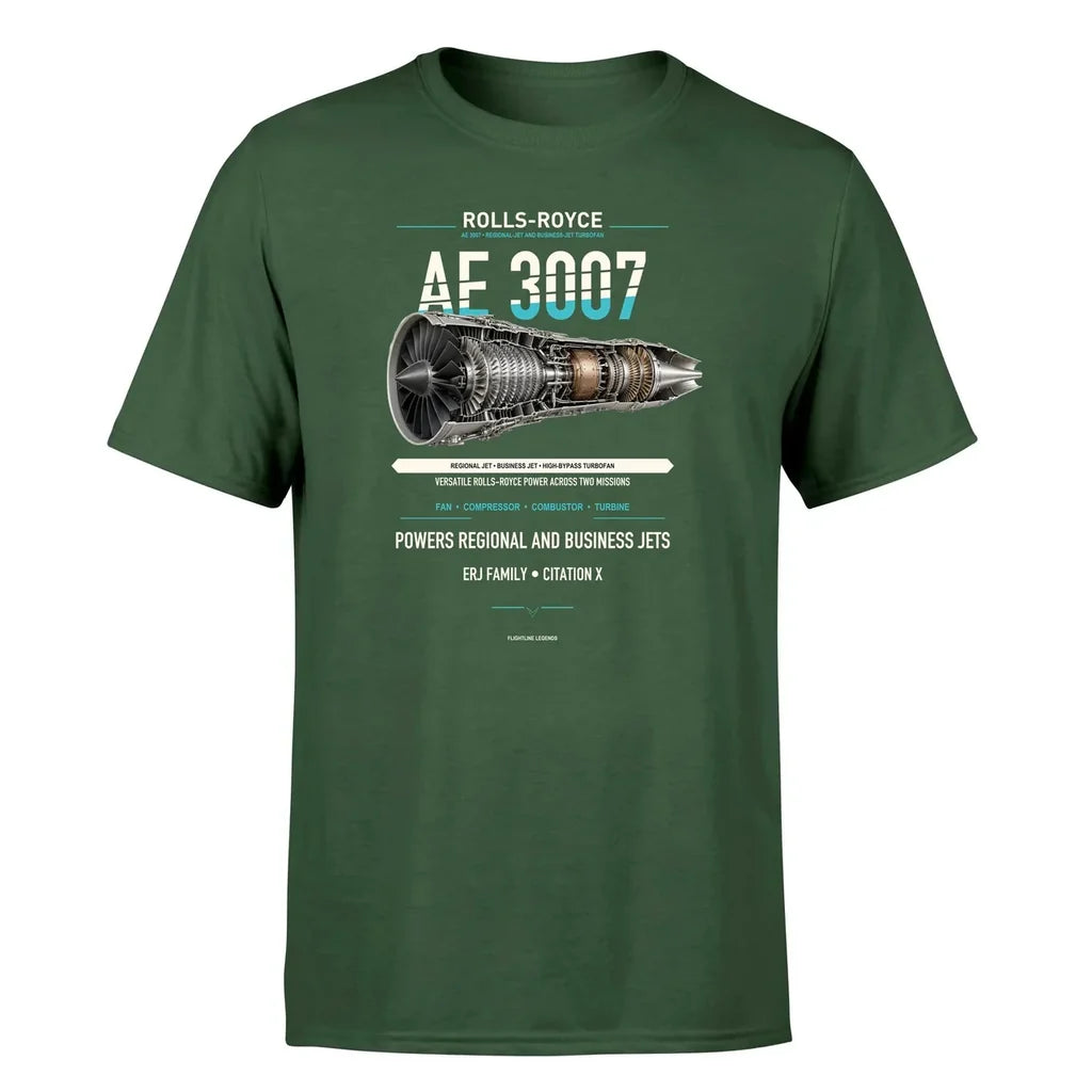 AE 3007 design on dark green single side