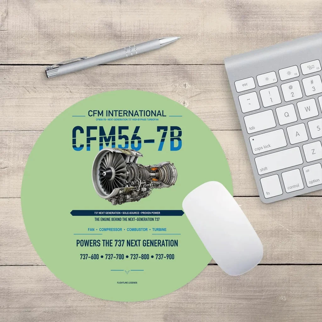 CFM56-7B design on light green round mouse pad