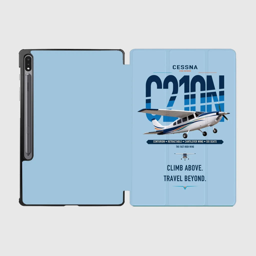 Cessna T210N Centurion design on light blue samsung tablet tablet case
