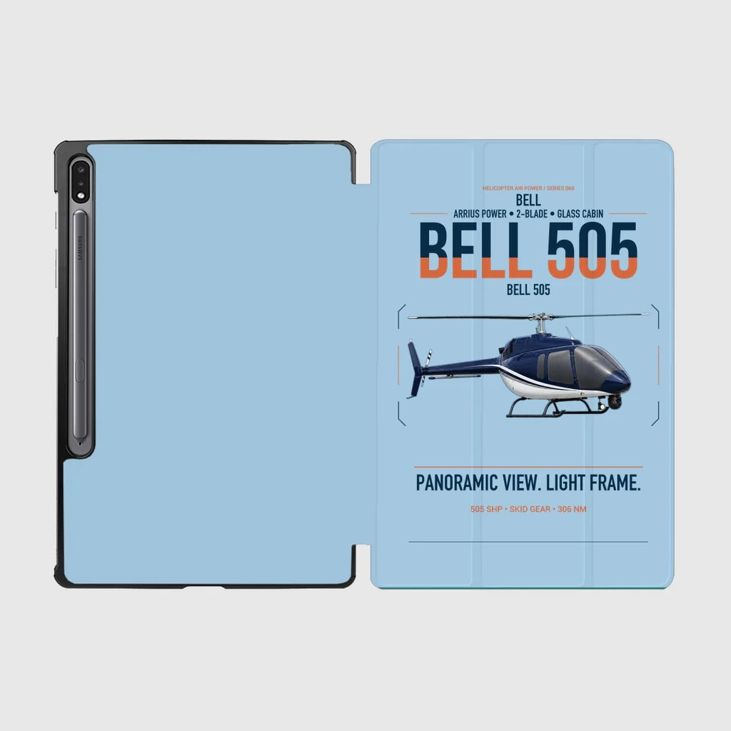 Bell 505 design on light blue samsung tablet tablet case