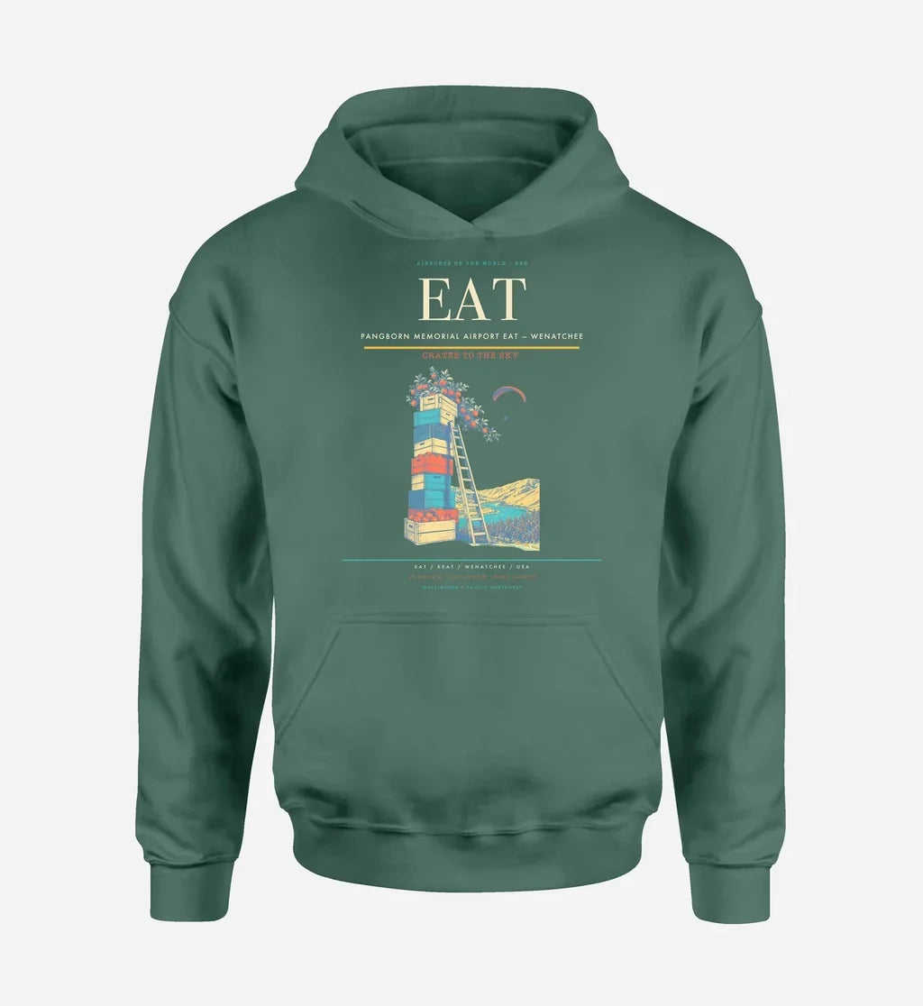 Pangborn Memorial Airport (EAT) design on green hoodie single-side print