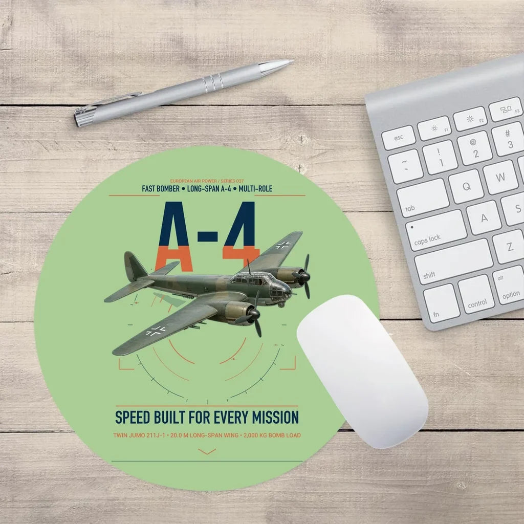 Junkers Ju 88A-4 design on light green round mouse pad