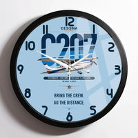 Thumbnail for Cessna T207A Stationair 8 design on light blue framed wall clock
