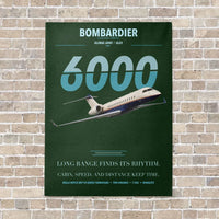 Thumbnail for Bombardier Global 6000 vertical canvas print - no frame - dark green background