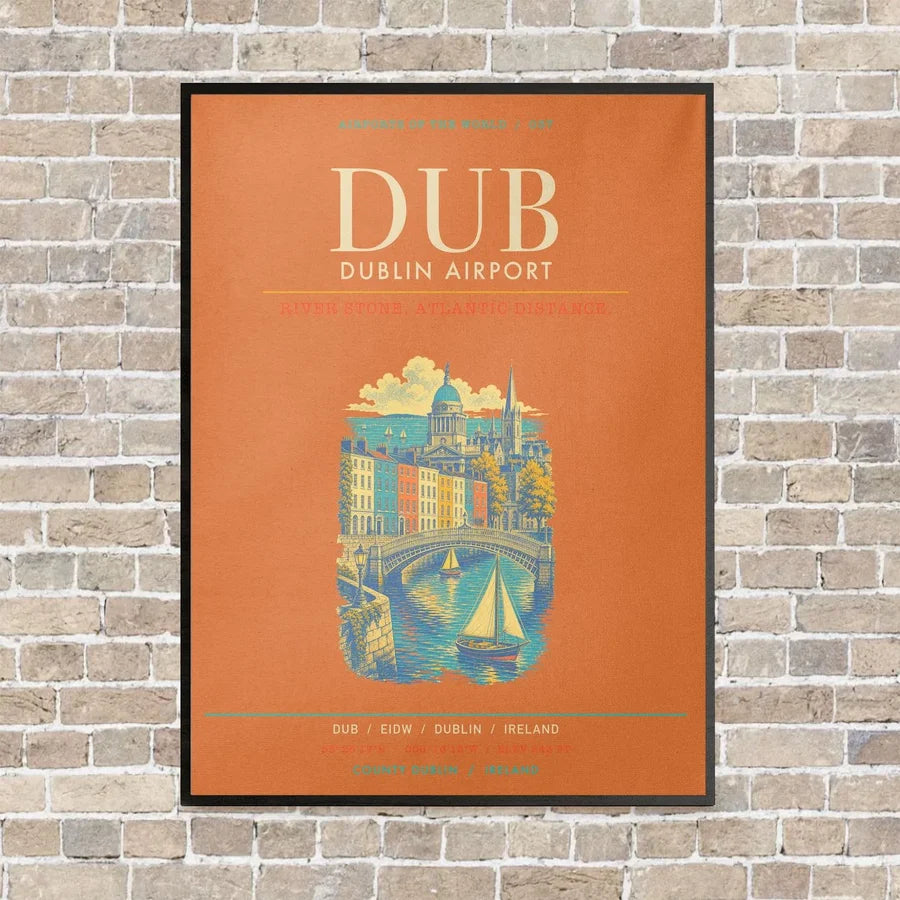Dublin Airport DUB - Canvas Framed - Orange