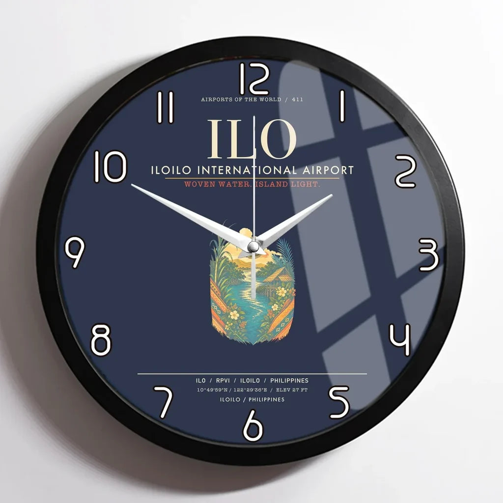 Iloilo International Airport ILO Wall-Clock Framed - Navy Blue