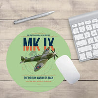 Thumbnail for Supermarine Spitfire Mk IX design on light green round mouse pad