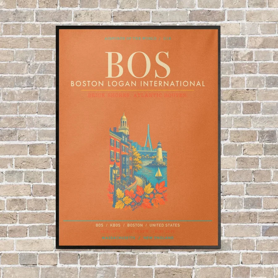 Boston Logan International Airport BOS - Canvas Framed - Orange