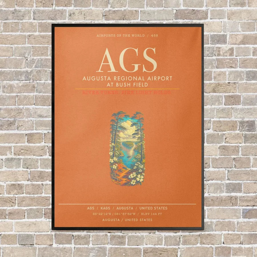 Augusta Regional Airport at Bush Field AGS - Canvas Framed - Orange
