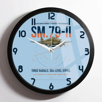 Thumbnail for Savoia-Marchetti SM.79-II Sparviero design on light blue framed wall clock