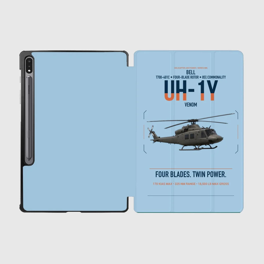 Bell UH-1Y Venom design on light blue samsung tablet tablet case