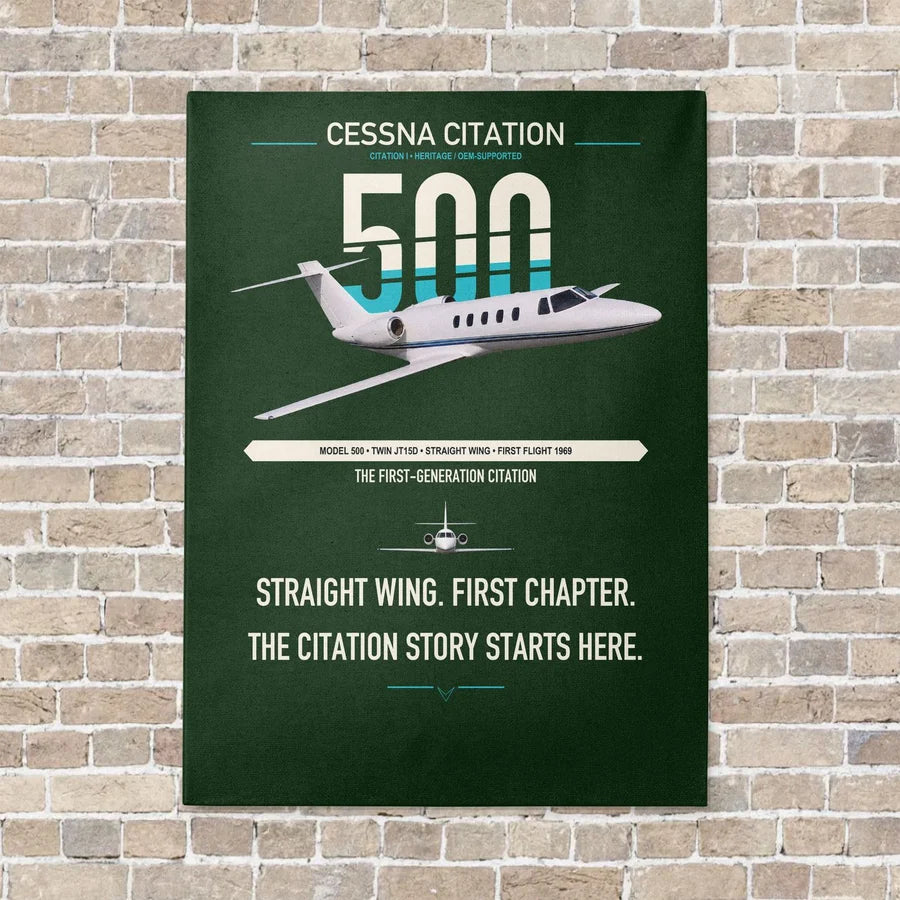Cessna Citation 500 - Citation I vertical canvas print - no frame - dark green background