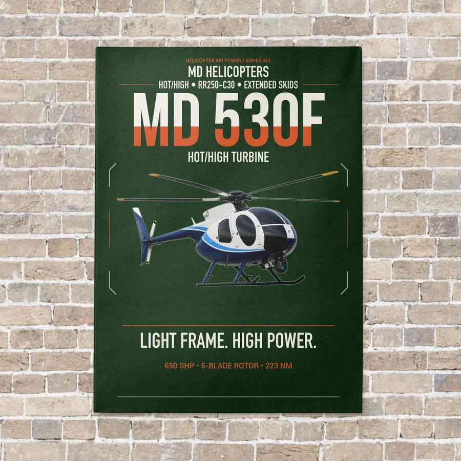 MD Helicopters MD 530F vertical canvas print - no frame - dark green background