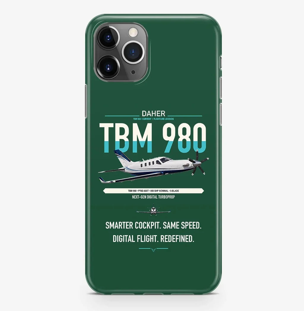 Daher TBM 980 design on dark green magsafe iphone case, for iPhone Pro Max