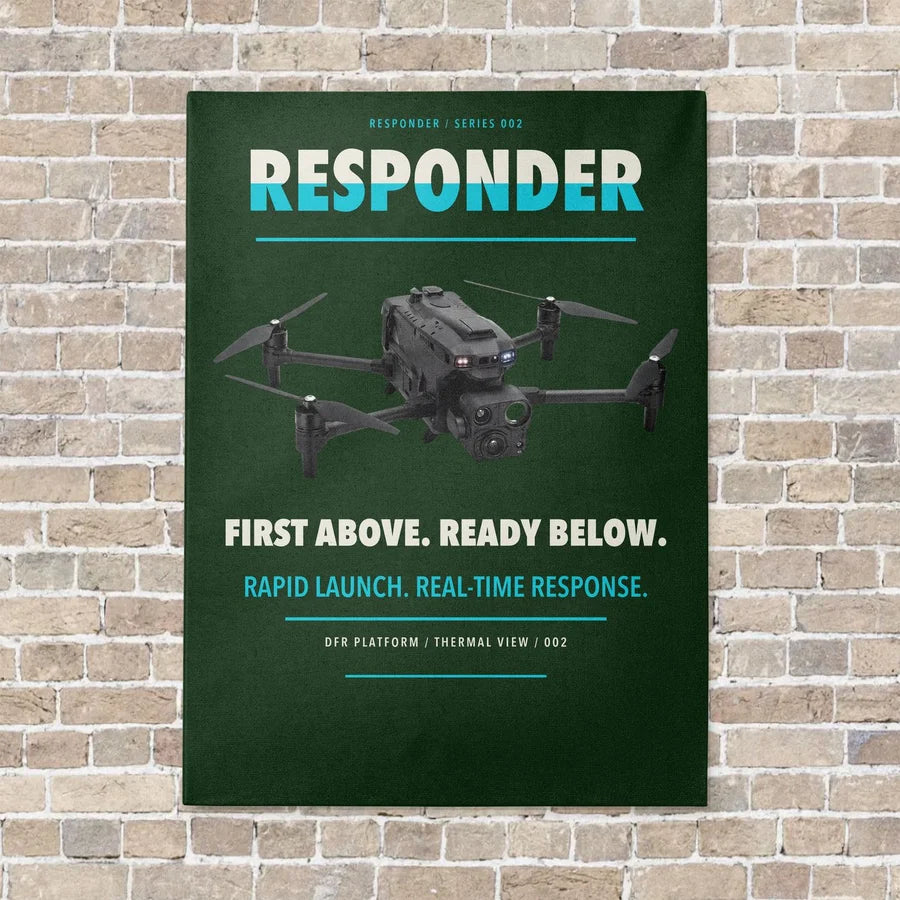 BRINC Responder vertical canvas print - no frame - dark green background
