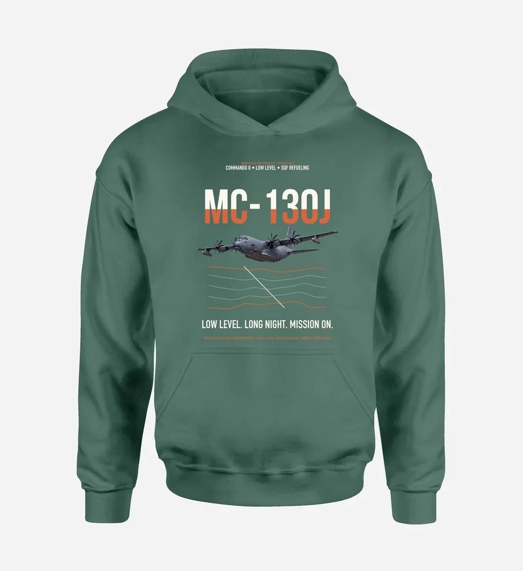 MC-130J COMMANDO II design on green double-side hoodie, single-side print