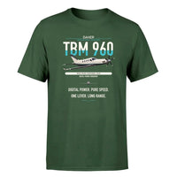 Thumbnail for Daher TBM 960 design on dark green t-shirt, single-side print