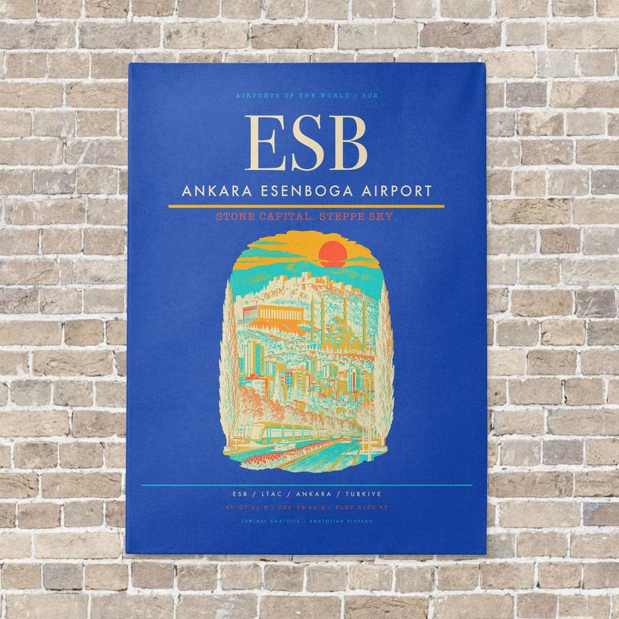 Ankara Esenboga Airport ESB - Canvas No Frame - Blue