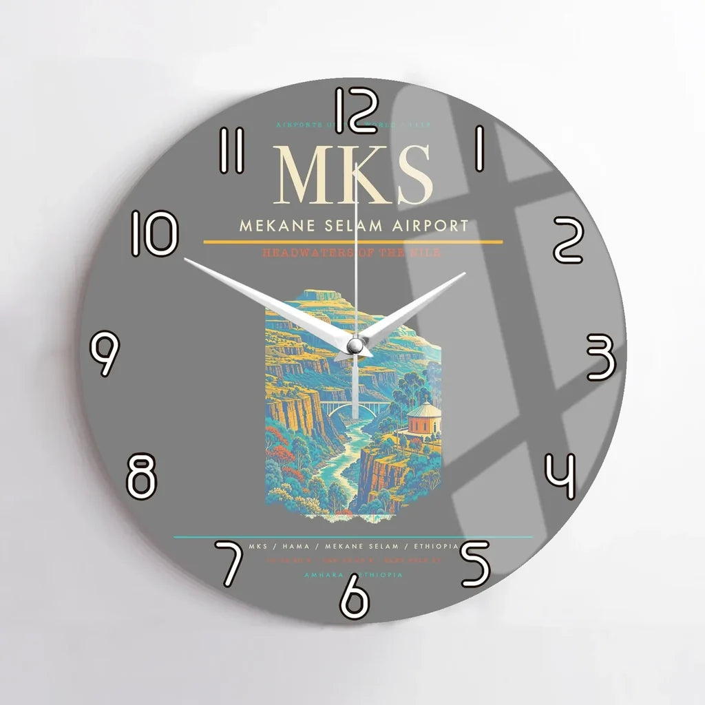 Mekane Selam Airport MKS Wall-Clock No-Frame - Gray