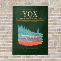 Thumbnail for Gander International Airport YQX vertical canvas print - no frame - dark green background