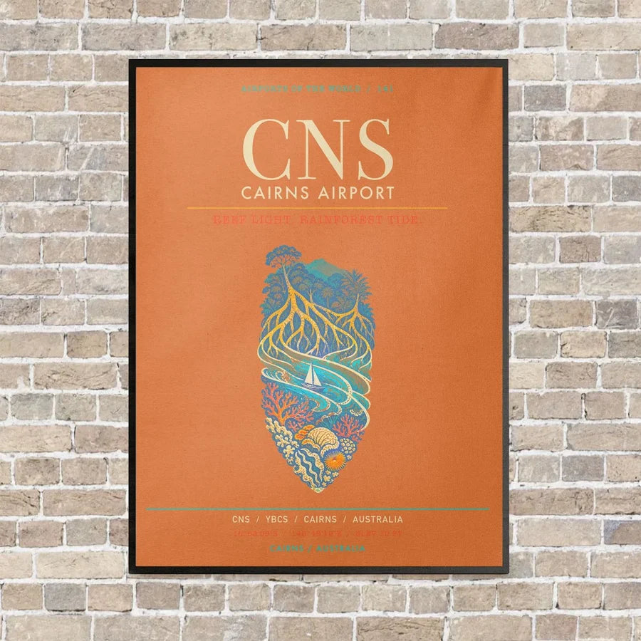 Cairns Airport CNS - Canvas Framed - Orange