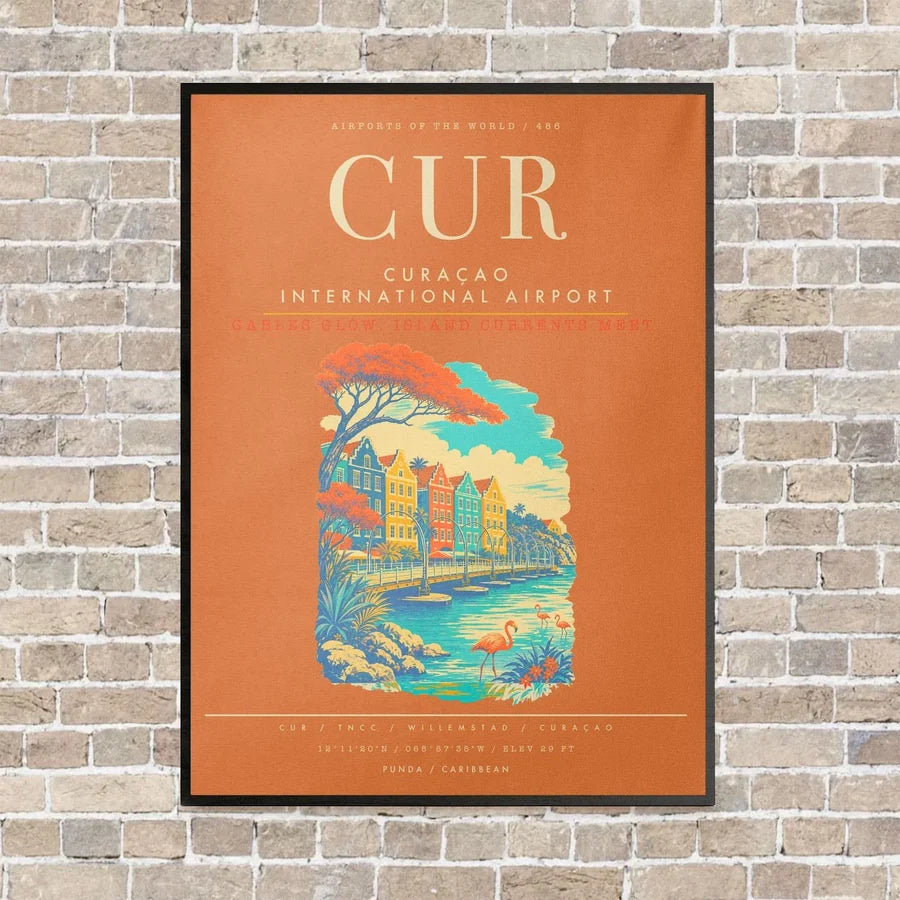 Curacao International Airport CUR - Canvas Framed - Orange