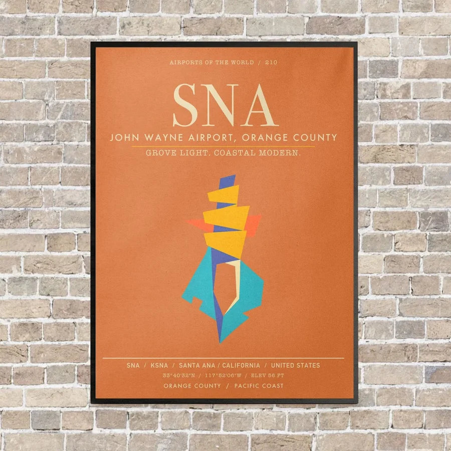 John Wayne Airport Orange County SNA - Canvas Framed - Orange