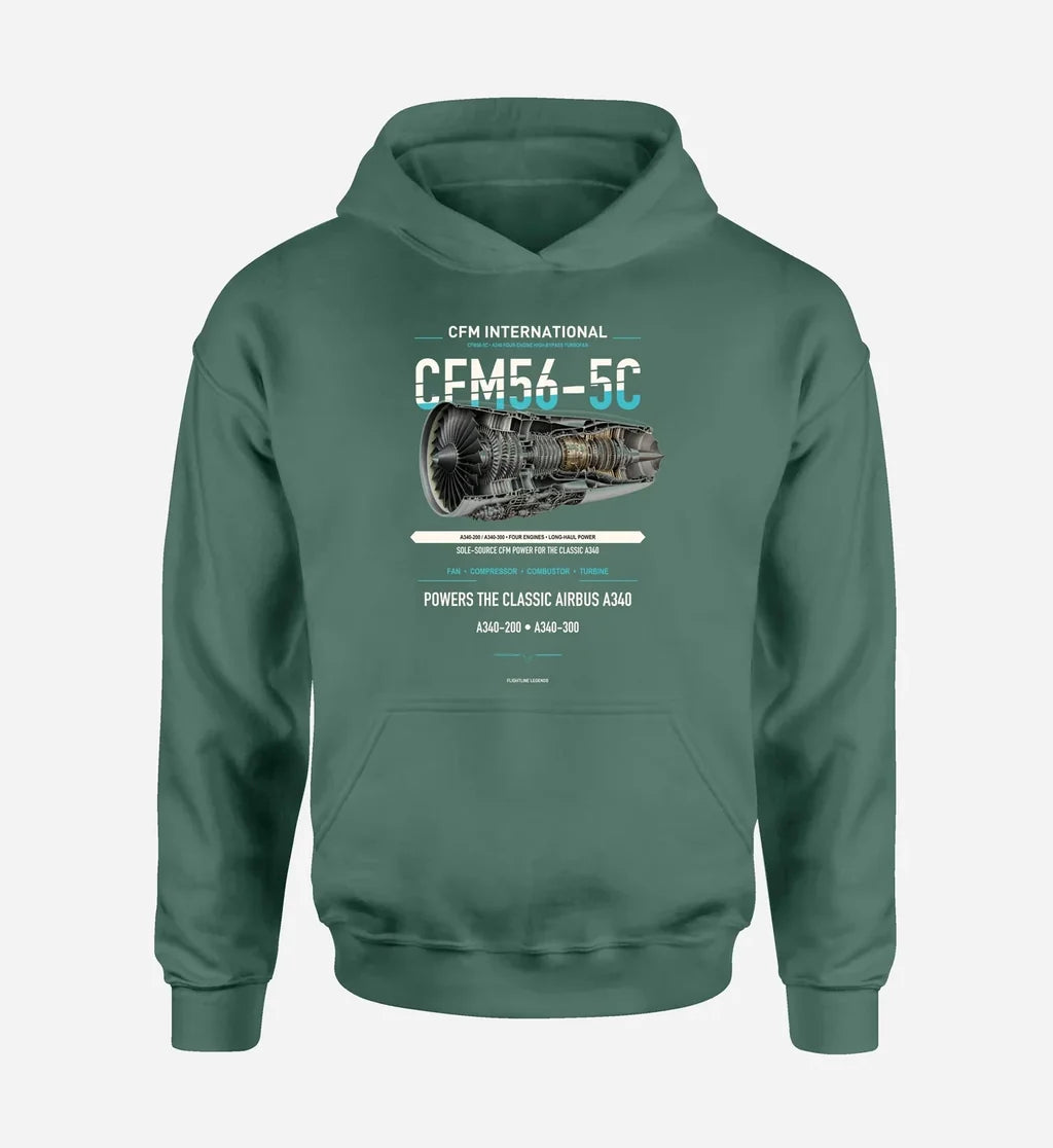 CFM56-5C design on green hoodie single side