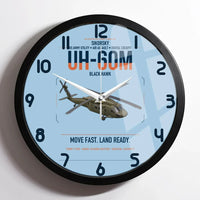 Thumbnail for Sikorsky UH-60M Black Hawk design on light blue framed wall clock