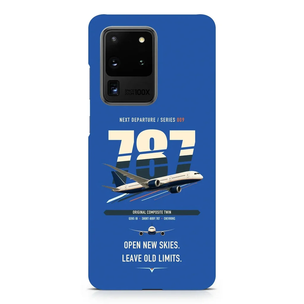 Boeing 787-8 Dreamliner design on samsung case - blue