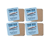 Thumbnail for Socata TBM 850 design on light blue 4 pieces set coaster