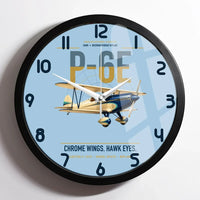 Thumbnail for Curtiss P-6E Hawk design on light blue framed wall clock