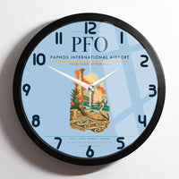 Thumbnail for Paphos International Airport (PFO) design on light blue framed wall clock