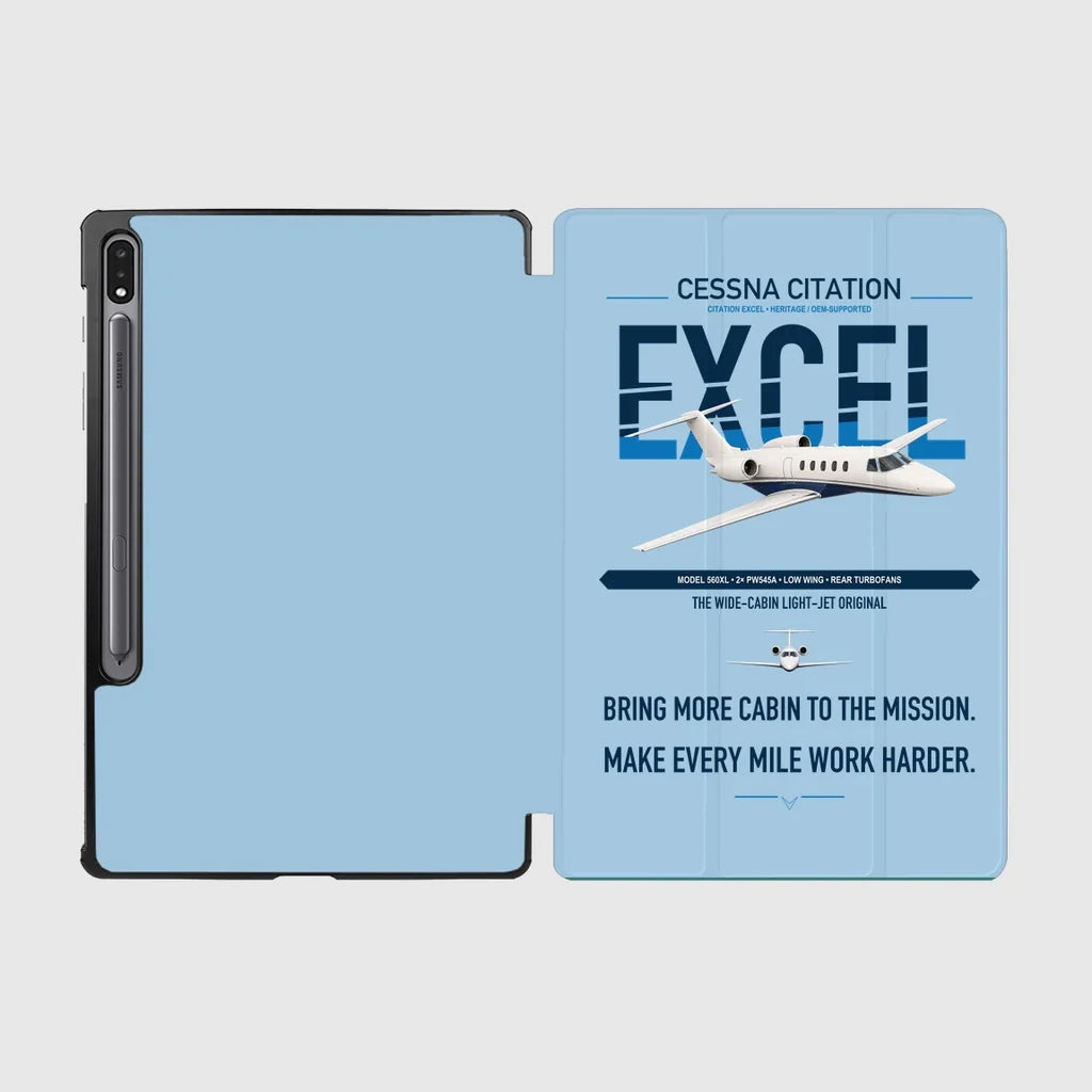 Cessna Citation Excel design on light blue samsung tablet tablet case