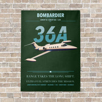 Thumbnail for Bombardier Learjet 36A vertical canvas print - no frame - dark green background