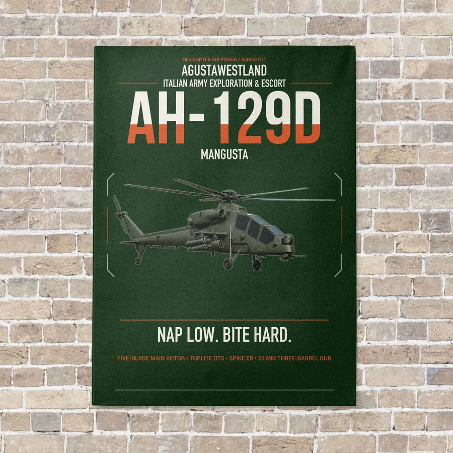 AgustaWestland AH-129D Mangusta vertical canvas print - no frame - dark green background