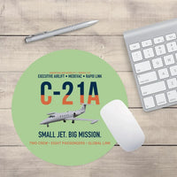 Thumbnail for C-21A Learjet Small Jet Big Mission design on light green round mouse pad