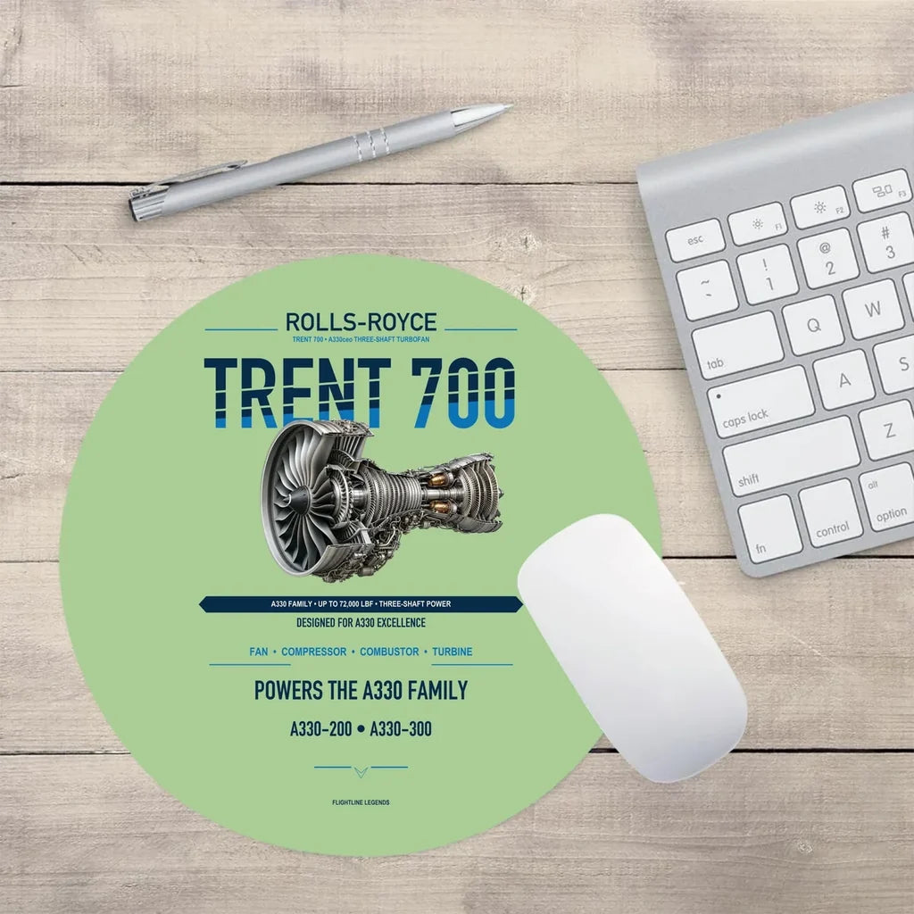 TRENT 700 design on light green round mouse pad