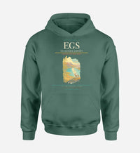 Thumbnail for Egilsstaðir Airport (EGS) design on green hoodie single-side print