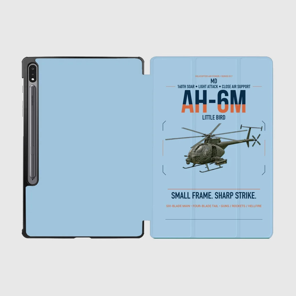 MD AH-6M Little Bird design on light blue samsung tablet tablet case