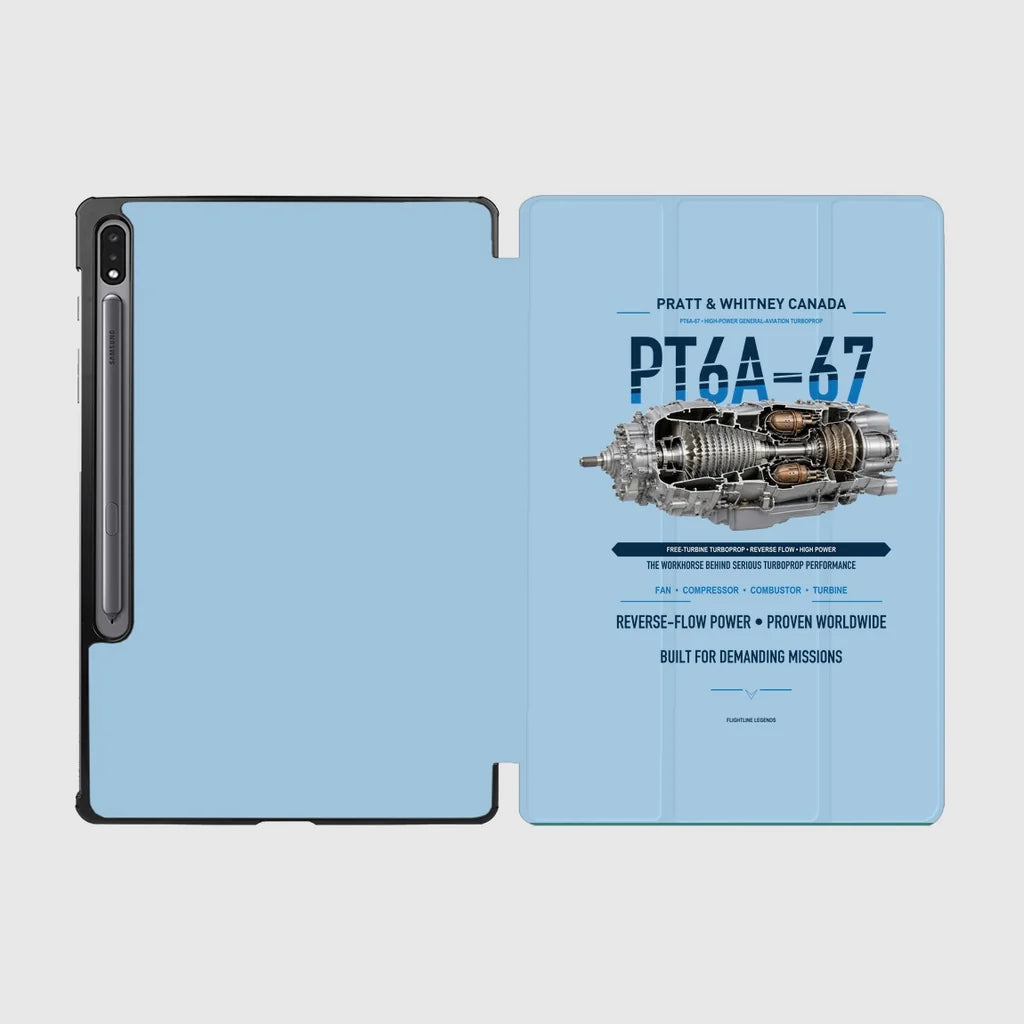 PT6A-67 design on light blue samsung tablet tablet case