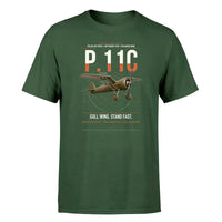 Thumbnail for PZL P.11c design on dark green t-shirt, single-side print