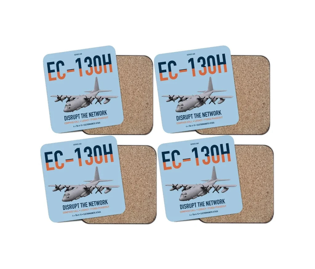 EC-130H Compass Call design on light blue 4 pieces set coaster