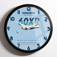 Thumbnail for Bombardier Learjet 60XR design on light blue framed wall clock