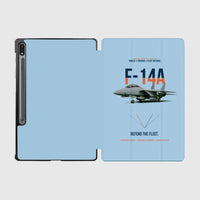 Thumbnail for F-14A Tomcat Defend The Fleet design on light blue samsung tablet tablet case