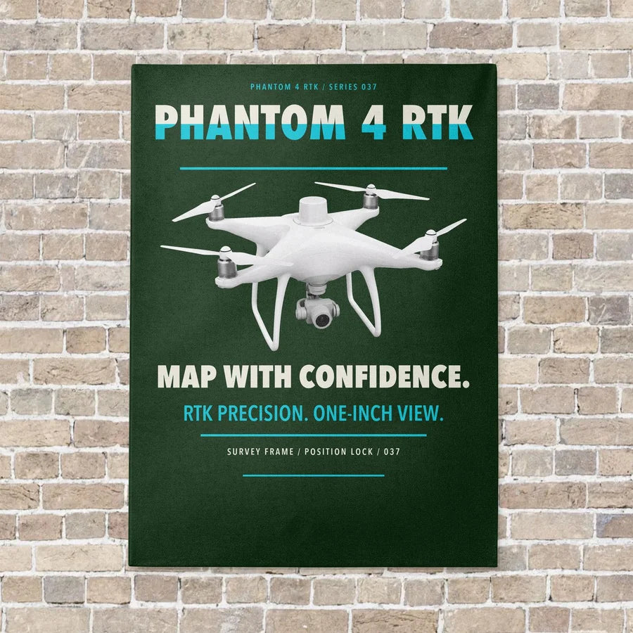 DJI Phantom 4 RTK vertical canvas print - no frame - dark green background
