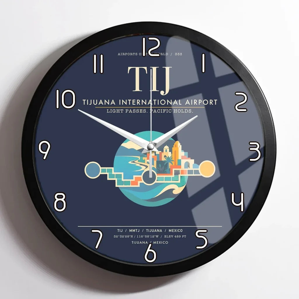 Tijuana International Airport TIJ Wall-Clock Framed - Navy Blue