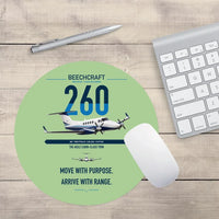 Thumbnail for Beechcraft King Air 260 design on light green round mouse pad