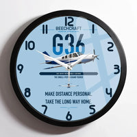 Thumbnail for Beechcraft Bonanza G36 design on light blue framed wall clock